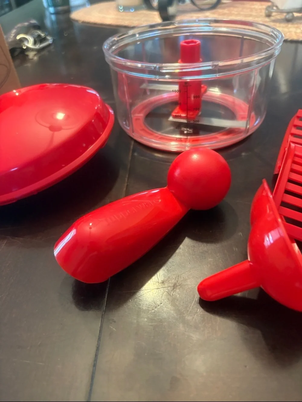 Tupperware QuickChef Bright Red Manual Chopper with Scoop - Picture 4 of 6